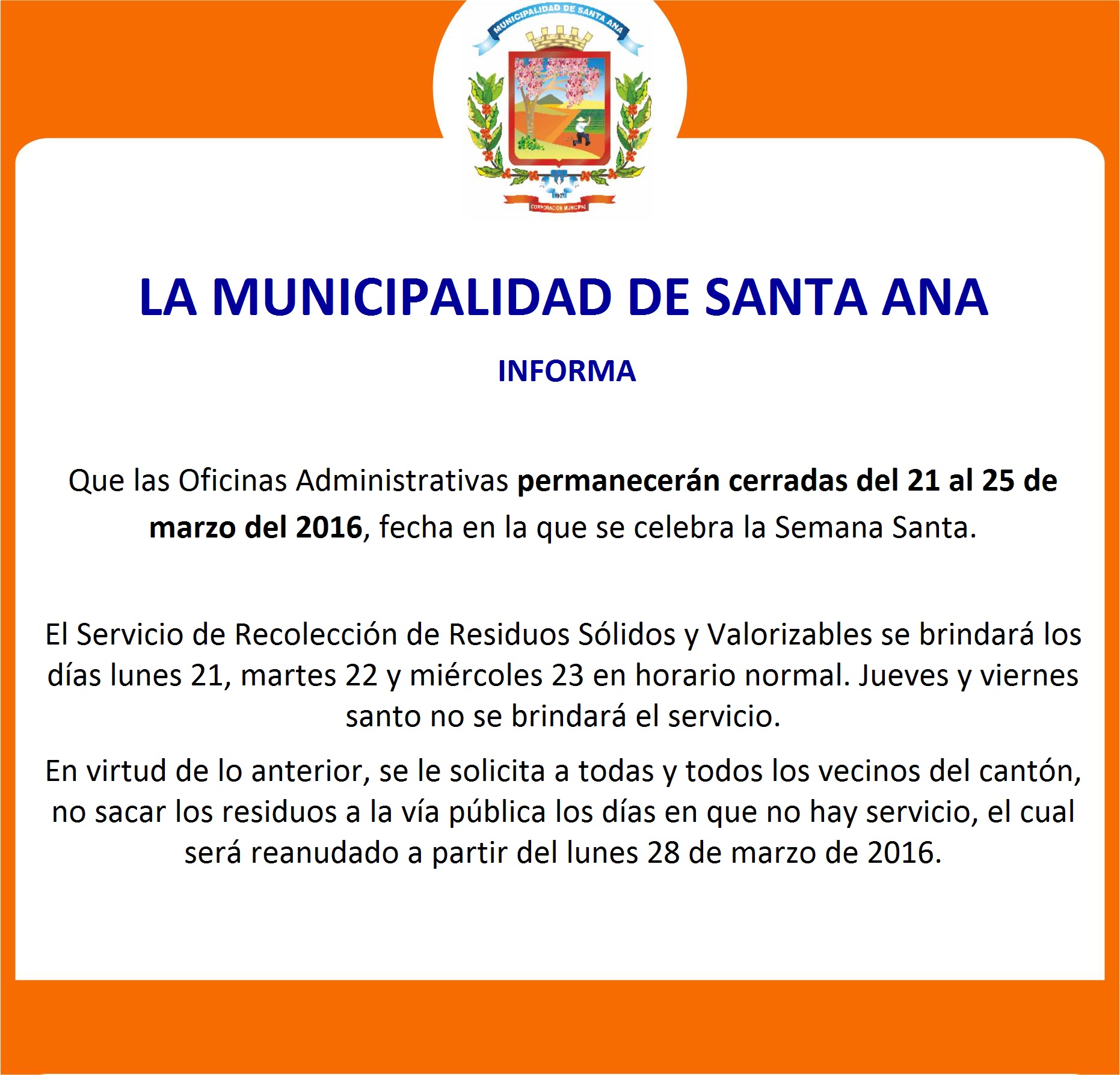 Horario Semana Santa