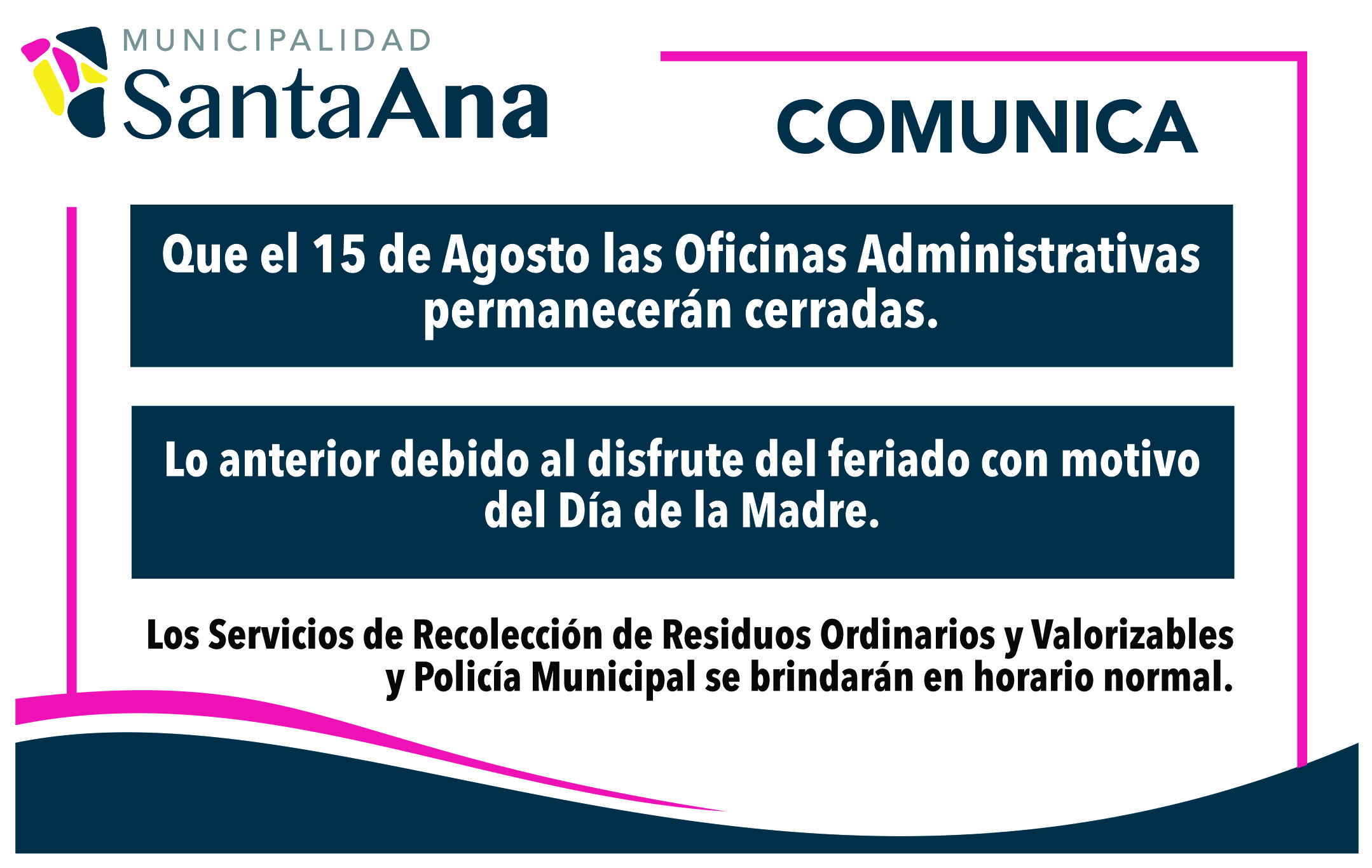 Anuncio Horario 15 de Agosto