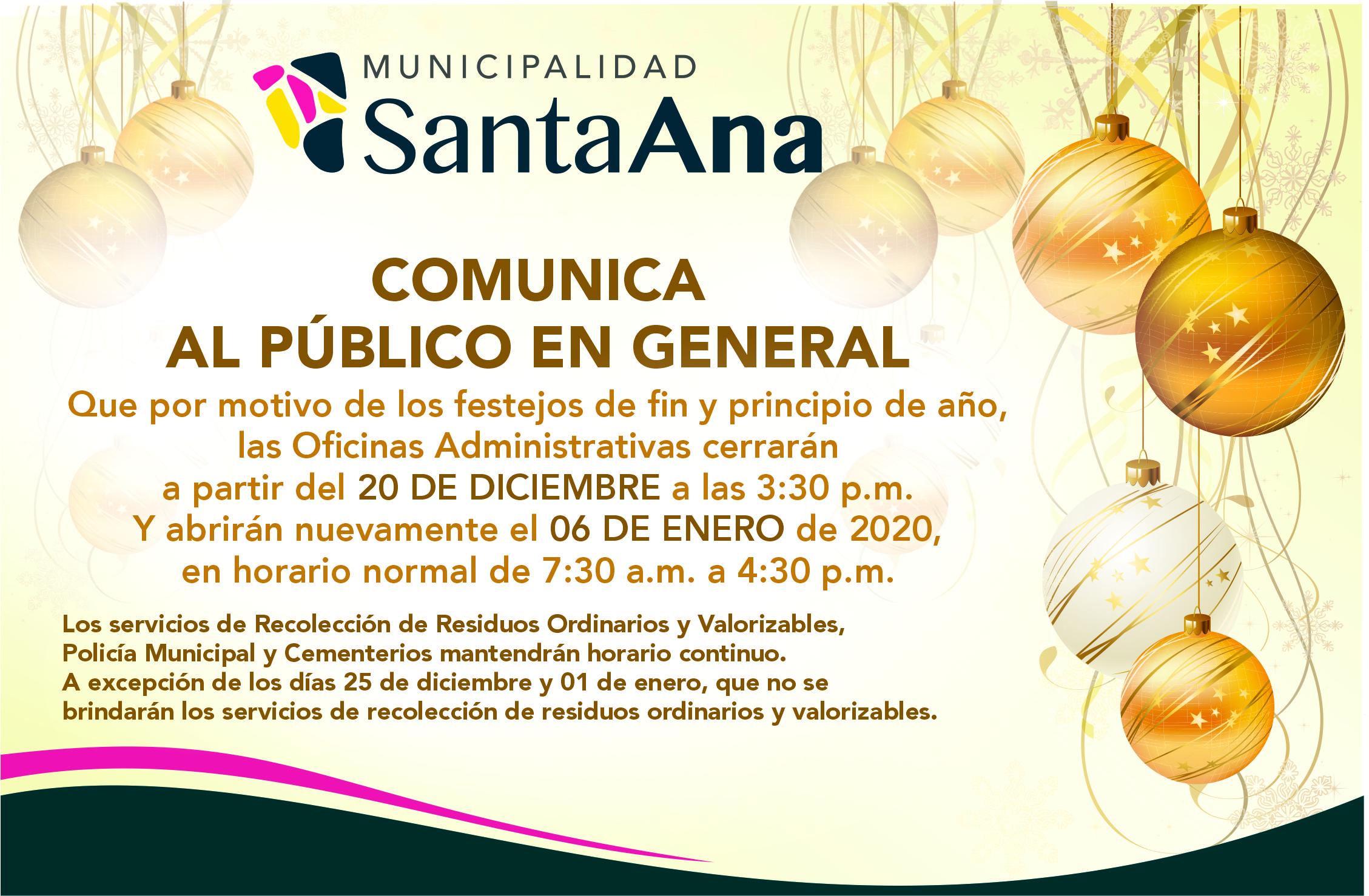 Horario Fin de Ao 2019
