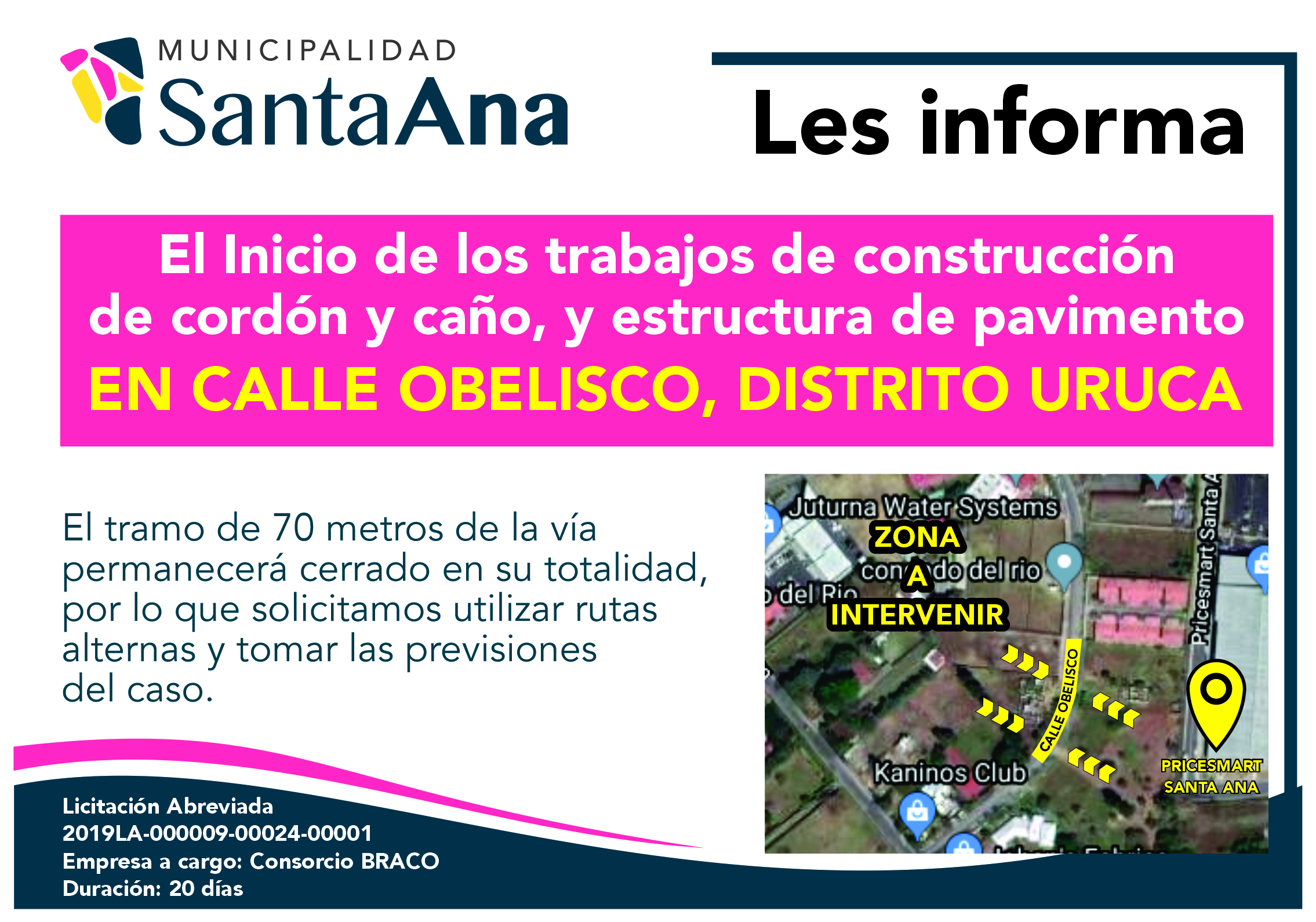 Anuncio Trabajos Calle Obelisco