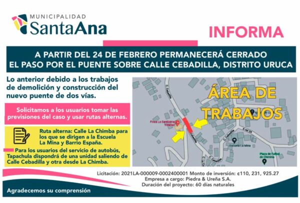 Cierre Paso Puente sobre Calle Cebadilla