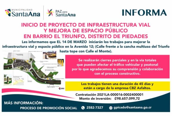 Inicio Trabajos Avenida 12 Barrio El Triunfo