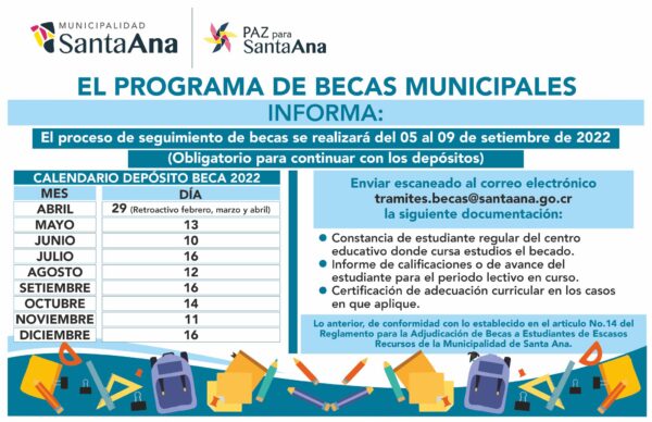 Proceso Renovación Beca y Calendario Depósito Beca Estudiantil 2022